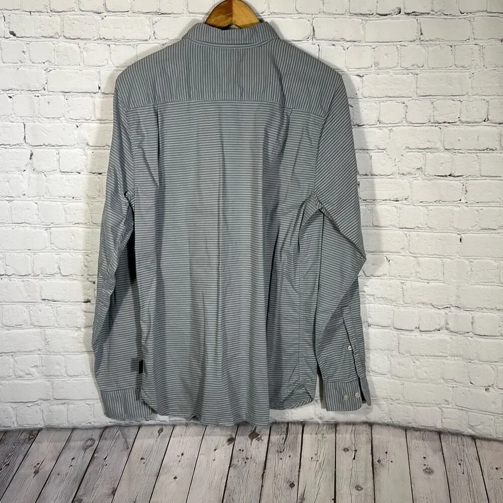 The North Face Mens‎ Gray Striped Long Sleeve Shirt size M Medium